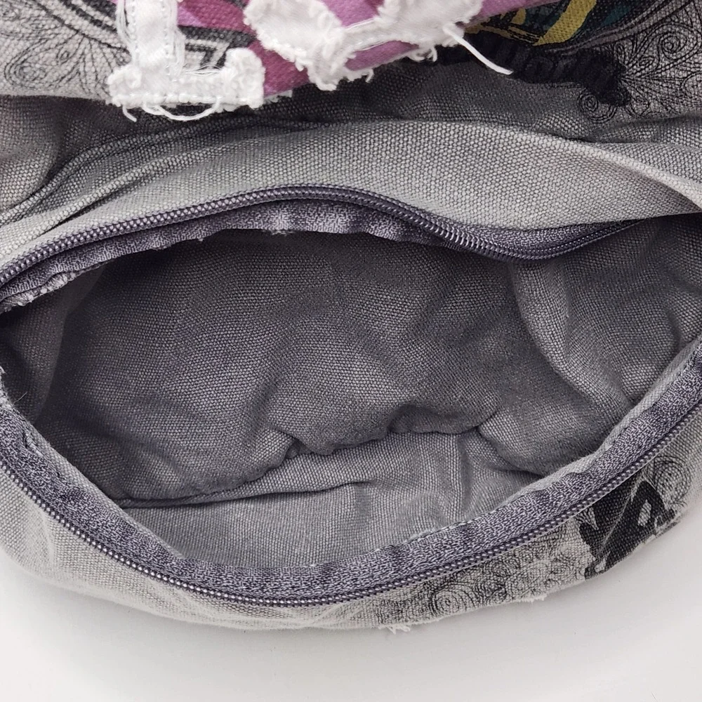 Disney Parks Backpack Unisex Gray Canvas Peace Love Mickey Mouse 1971 Retro Bag